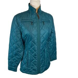 Woolrich Woodlands Zip Jacket Atlantic Diamond Quilted Poly Filled Women's XS